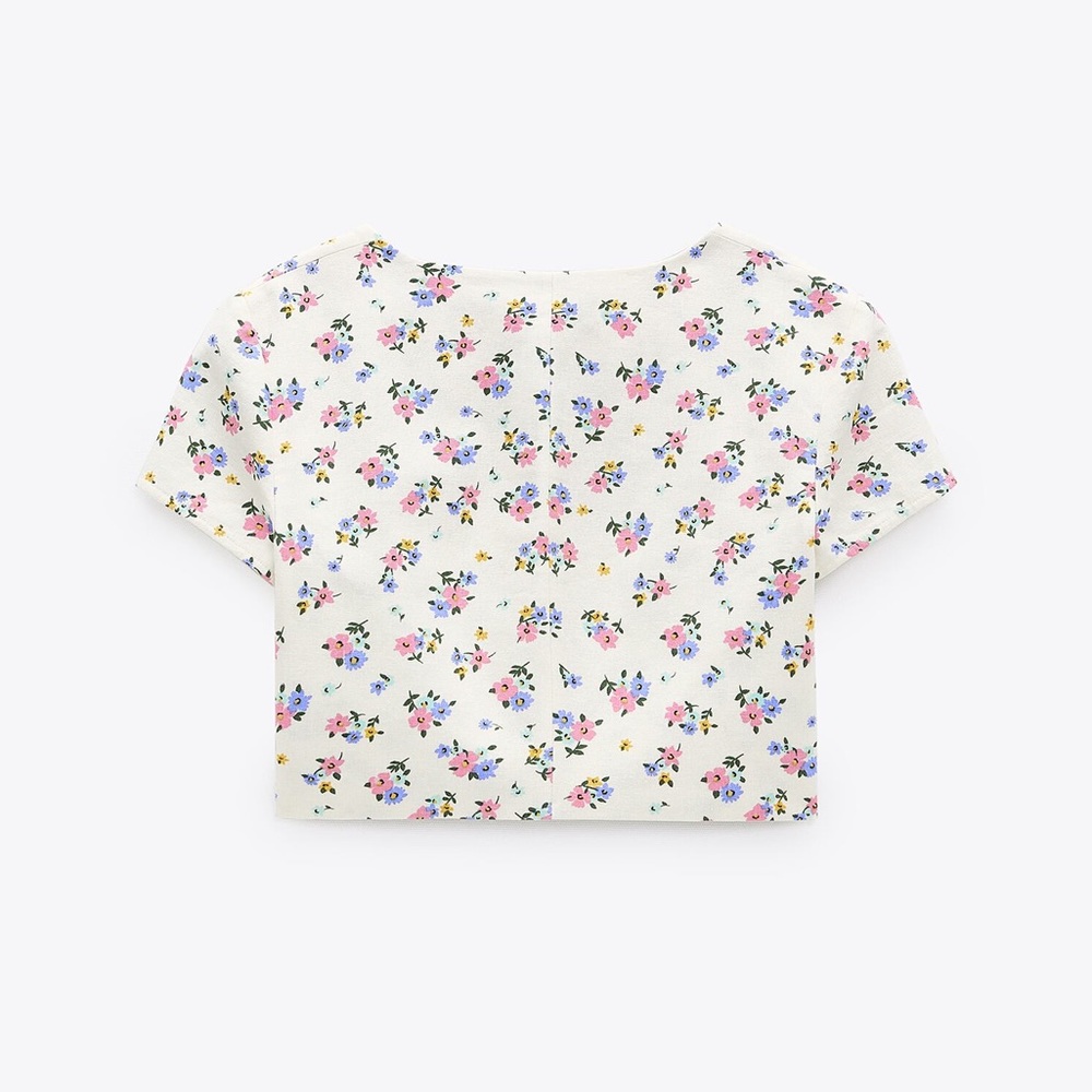 Zara linen blend floral print top NWT - Picture 6 of 8